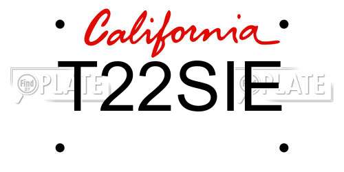 T22SIE California License Plate