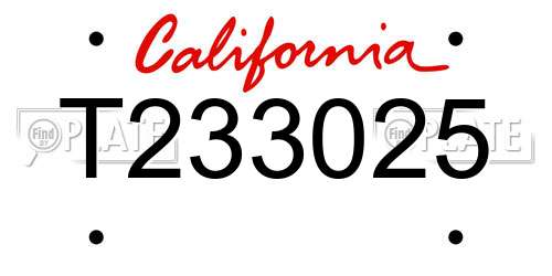 T233025 California License Plate