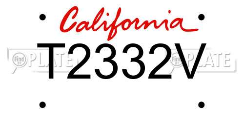 T2332V California License Plate