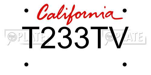 T233TV California License Plate