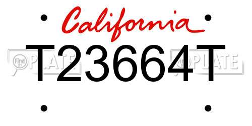 T23664T California License Plate