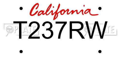 T237RW California License Plate