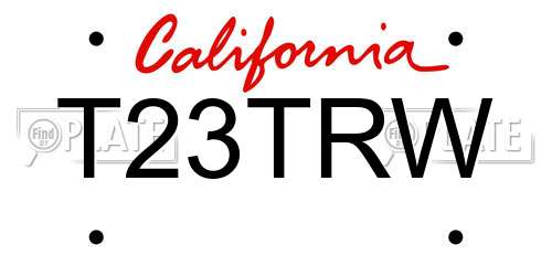 T23TRW California License Plate
