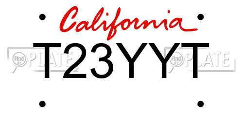 T23YYT California License Plate