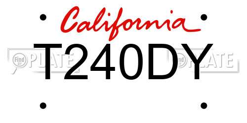 T240DY California License Plate