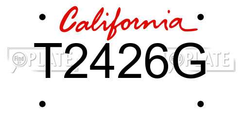 T2426G California License Plate