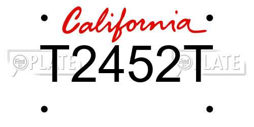 T2452T California License Plate