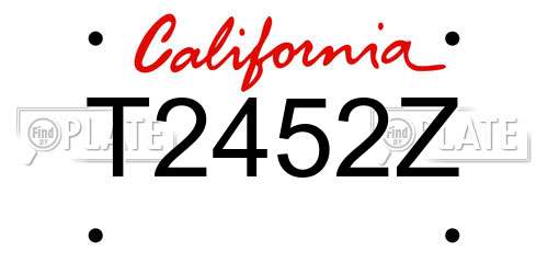 T2452Z California License Plate