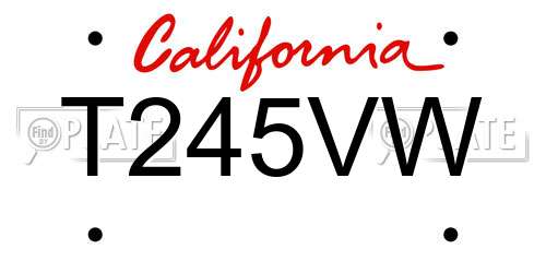 T245VW California License Plate
