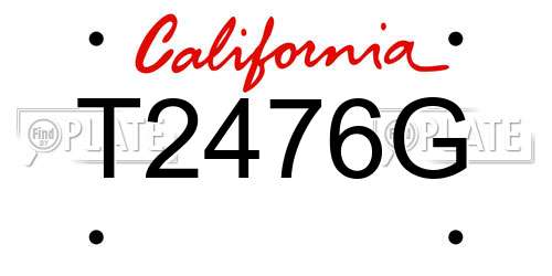 T2476G California License Plate