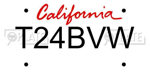 T24BVW California License Plate