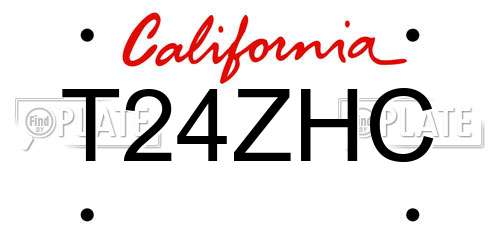 T24ZHC California License Plate