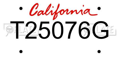 T25076G California License Plate