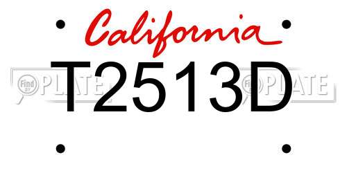 T2513D California License Plate