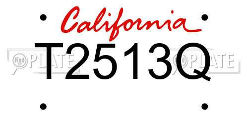 T2513Q California License Plate