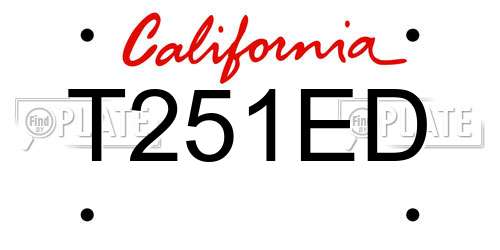 T251ED California License Plate