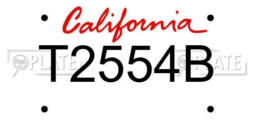 T2554B California License Plate