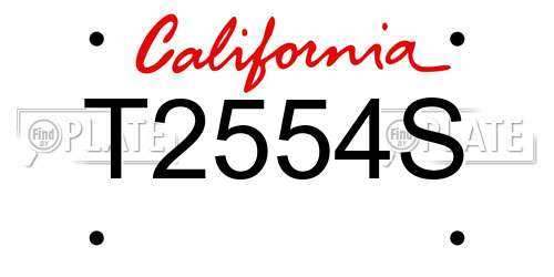 T2554S California License Plate
