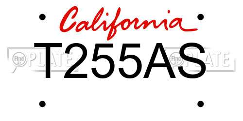 T255AS California License Plate