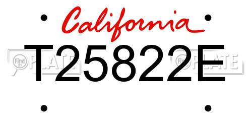 T25822E California License Plate
