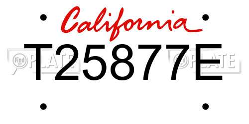 T25877E California License Plate