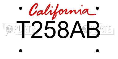 T258AB California License Plate