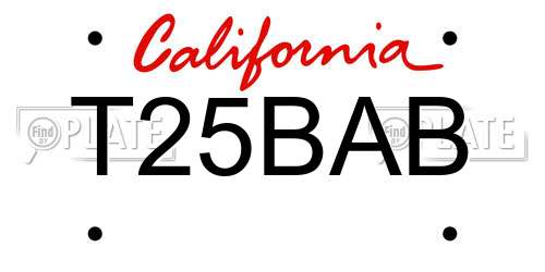 T25BAB California License Plate