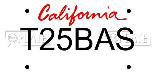 T25BAS California License Plate