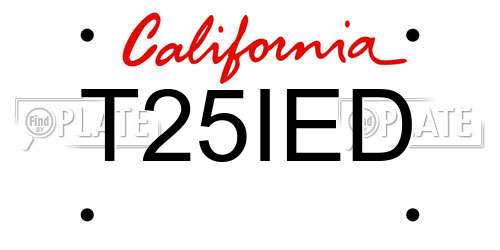 T25IED California License Plate