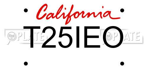T25IEO California License Plate