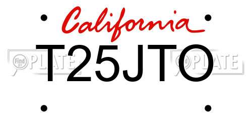 T25JTO California License Plate