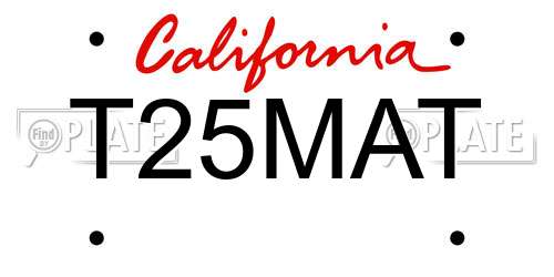 T25MAT California License Plate