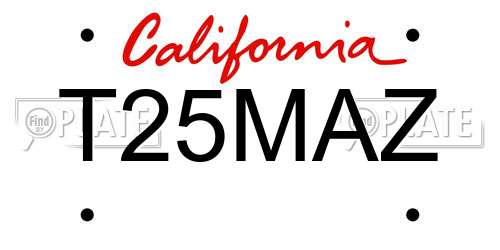 T25MAZ California License Plate