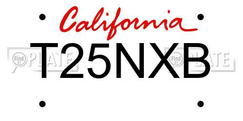 T25NXB California License Plate