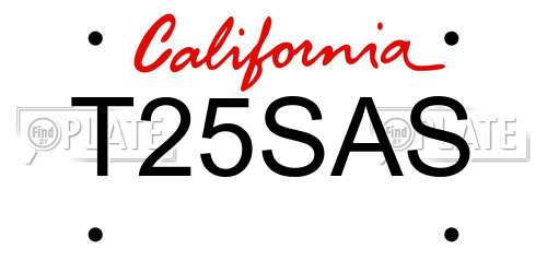 T25SAS California License Plate
