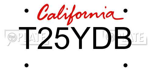 T25YDB California License Plate