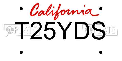 T25YDS California License Plate