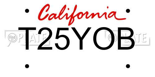T25YOB California License Plate
