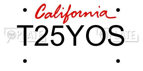 T25YOS California License Plate