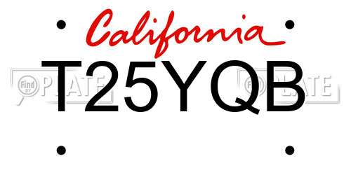 T25YQB California License Plate