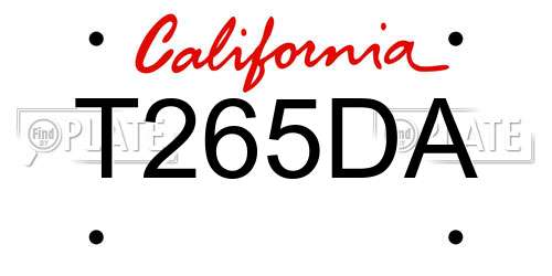 T265DA California License Plate