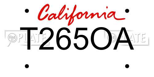 T265OA California License Plate