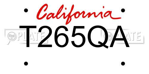 T265QA California License Plate