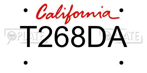 T268DA California License Plate