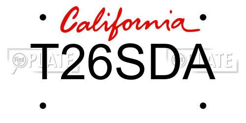 T26SDA California License Plate