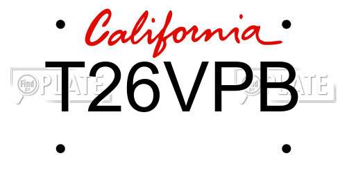 T26VPB California License Plate
