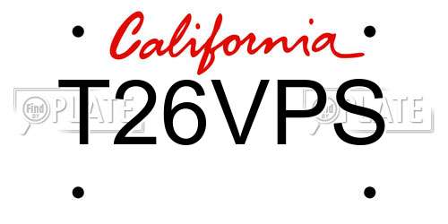 T26VPS California License Plate