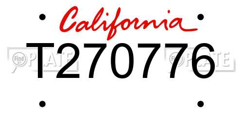 T270776 California License Plate