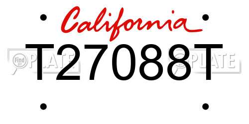 T27088T California License Plate