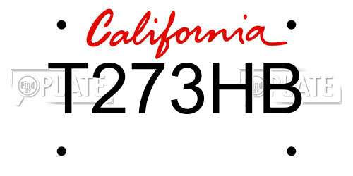 T273HB California License Plate